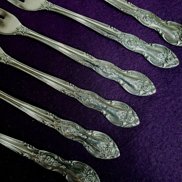 6 Imperial International Stainless Steel Seafood Forks 18CR Floral Scrolls 5.75" - Picture 4 of 4